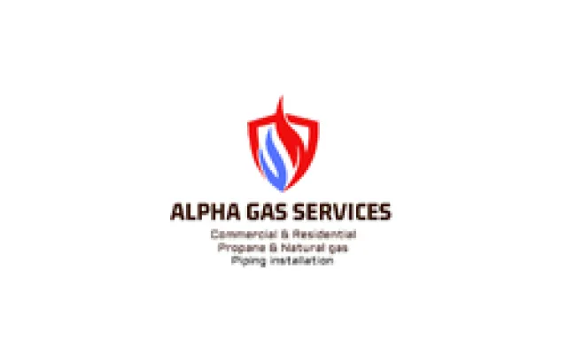 Alpha Gas Services logo with a red and blue flame inside a shield, representing gas piping and installation services.