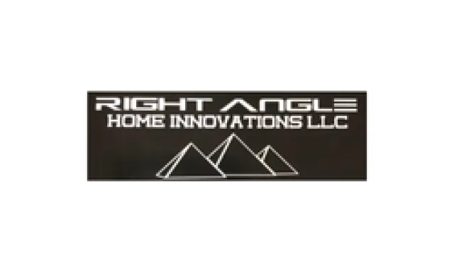 Logo for Right Angle Home Innovations LLC with geometric mountain shapes and bold text on black background