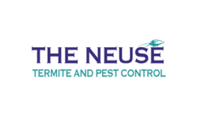 Logo for The Neuse Termite and Pest Control with purple and teal text and an insect graphic.