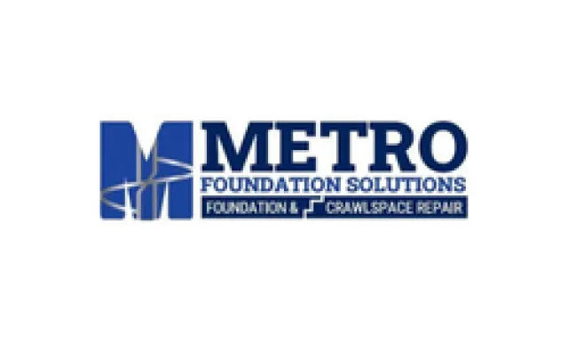 Metro Foundation Solutions logo with bold blue letter M and text for foundation and crawlspace repair services
