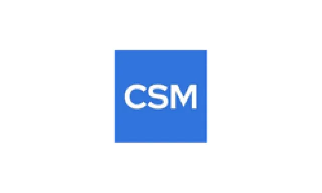 Blue square logo with white CSM letters centered inside