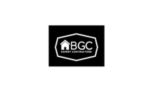 Black and white logo with a house icon and text BGC Expert Contractors inside a hexagonal border.