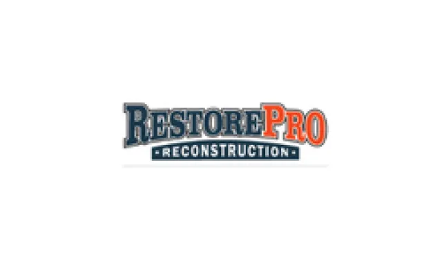 RestorePro Reconstruction logo with bold navy and orange text on a white background