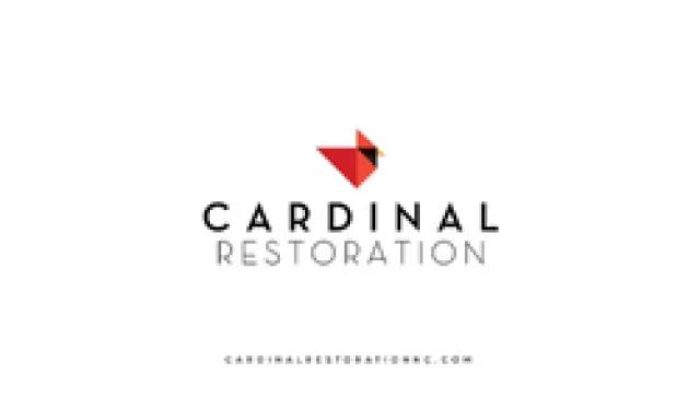 Cardinal Restoration logo with red geometric bird icon above bold black and gray text on white background.