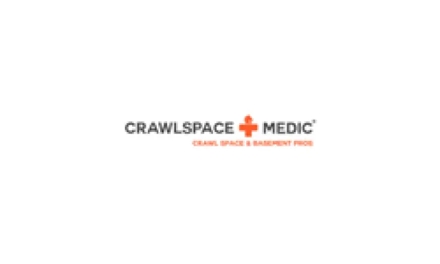 Crawlspace Medic logo with a red medical cross and tagline for crawl space and basement pros.