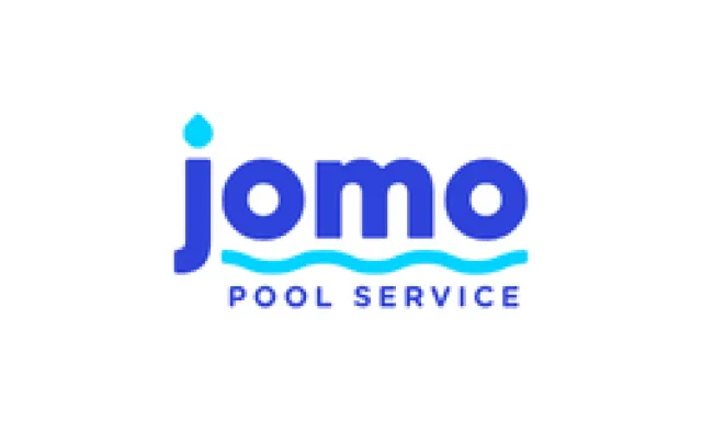 Blue Jomo Pool Service logo with a water drop and wave design under the name.