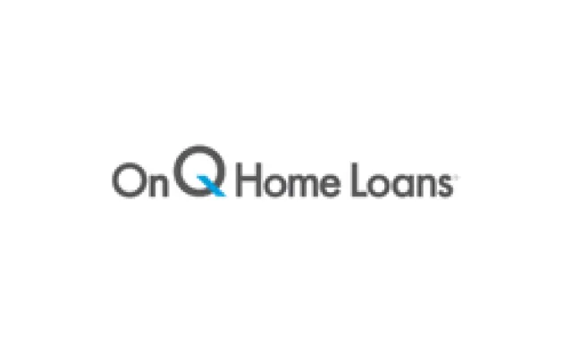 On Q Home Loans company logo with black text and blue stylized Q on white background