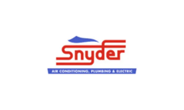 Snyder logo with blue and red colors representing air conditioning, plumbing, and electric services.