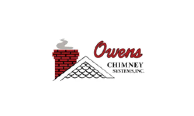 Owens Chimney Systems Inc logo featuring a red brick chimney and roof graphic with company name.