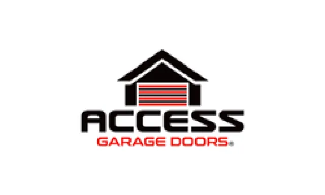 Access Garage Doors logo with a stylized garage door and house roof icon in black and red colors.