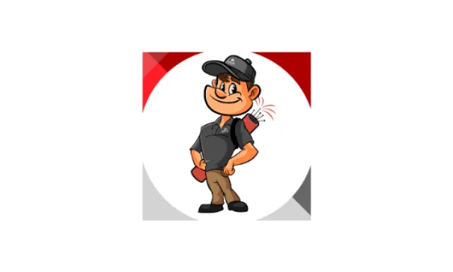 Cartoon handyman wearing a cap and carrying a red toolbox with a confident smile.