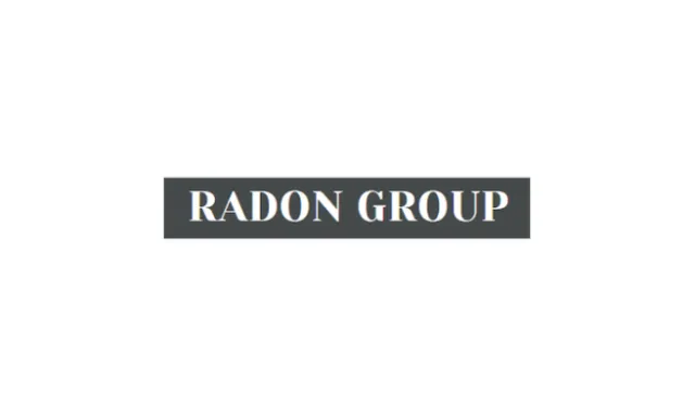 Radon Group logo with white text on a dark gray rectangular background against a white backdrop