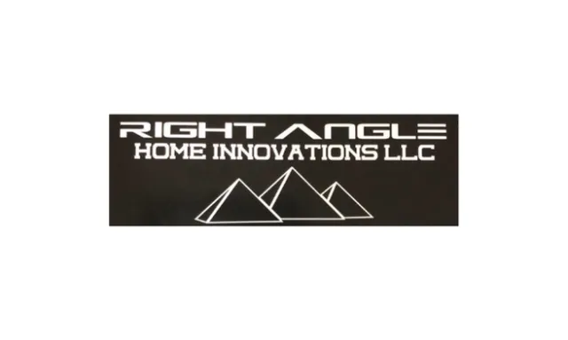 Logo for Right Angle Home Innovations LLC featuring three outlined pyramids on black background