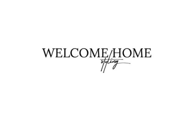 Minimalist logo with the text WELCOME HOME styling in black on a white background.