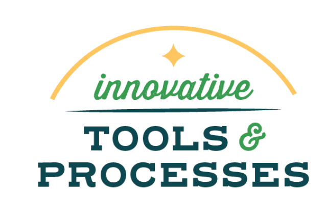 logo, innovative tools and processes