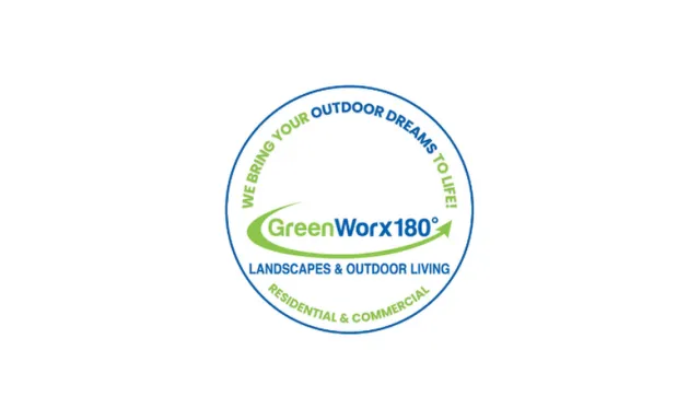 GreenWorx180 logo with tagline for residential and commercial landscapes and outdoor living services