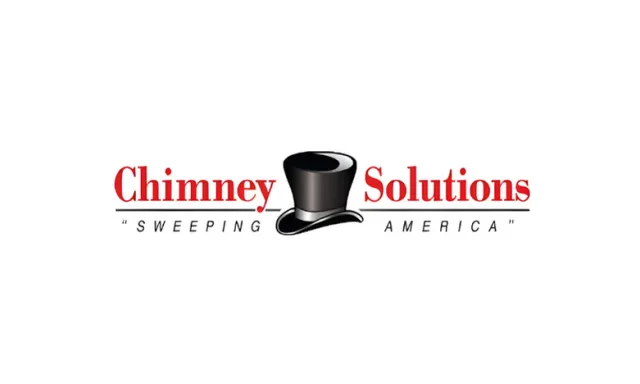Chimney Solutions logo with black top hat icon and red text on white background.