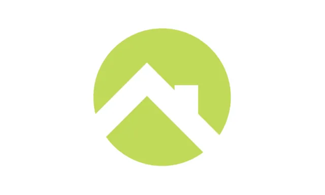 White house roof silhouette inside a green circle icon on a white background