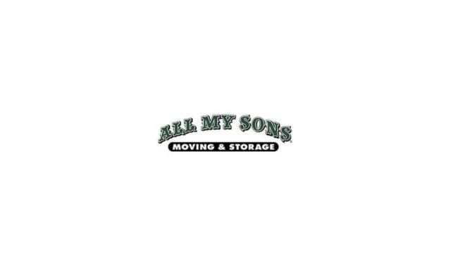 All My Sons Moving & Storage company logo with green and black text on white background
