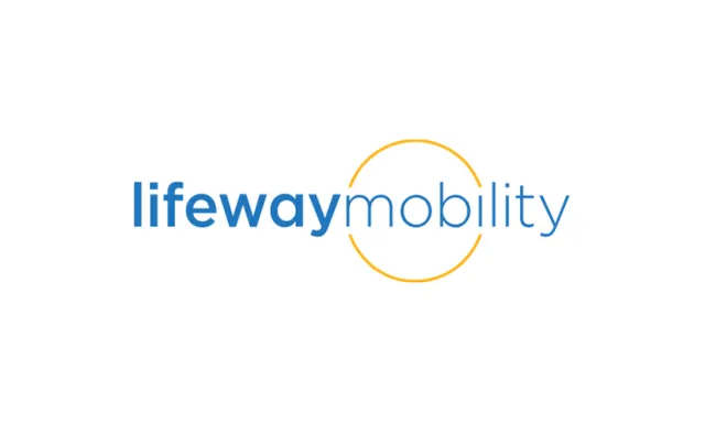 Lifeway Mobility logo with blue text and an orange circle around part of the word mobility