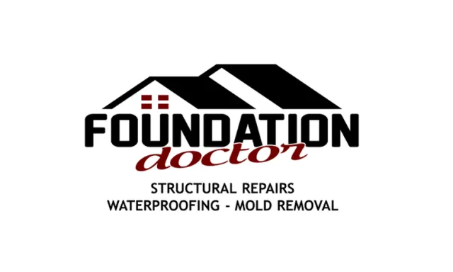 Foundation Doctor logo with house roof icon highlighting structural repairs, waterproofing, and mold removal services.