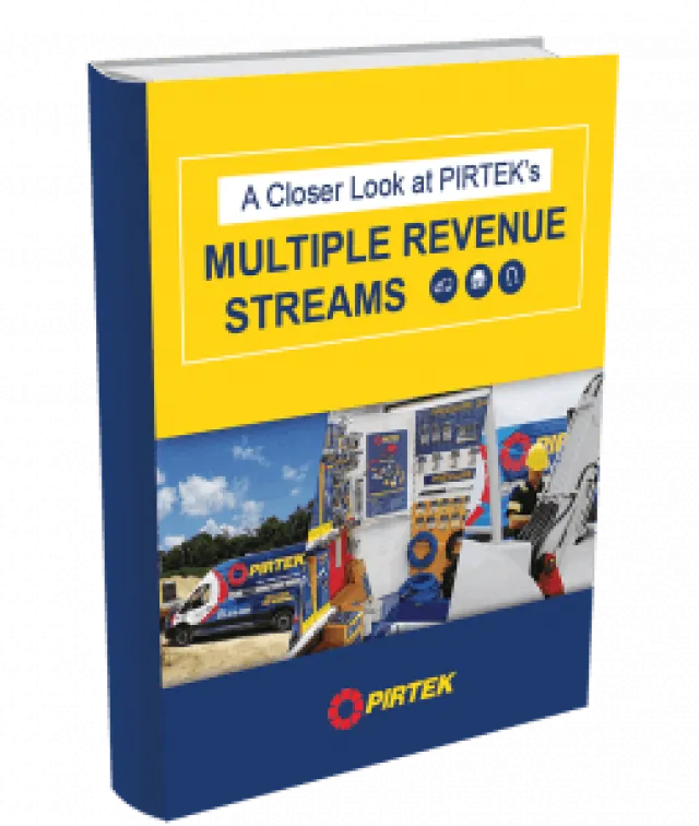 Book cover titled A Closer Look at PIRTEK's Multiple Revenue Streams with company images and logo