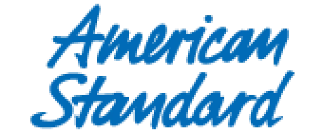 Blue script text logo reading American Standard on a transparent background