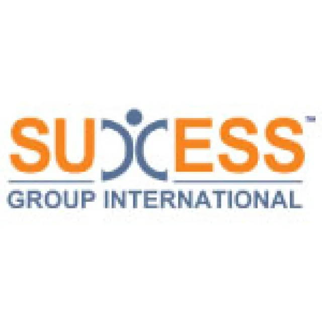 Logo of Success Group International with stylized lettering in orange and blue