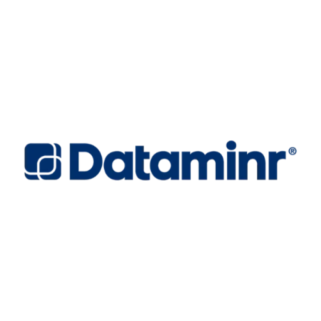 Dataminr company logo in dark blue with a stylized square icon on a white background