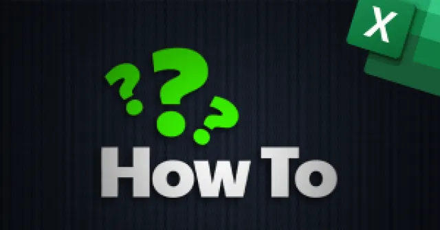 Green question marks above bold white How To text on dark background with Excel logo corner.