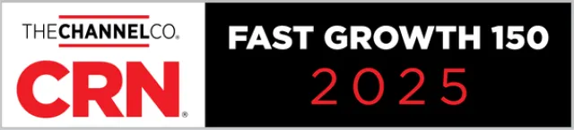 The ChannelCo CRN Fast Growth 150 2025 award logo with red, black, and white colors.