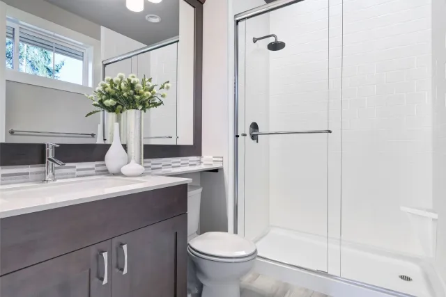 a shower and a sink
