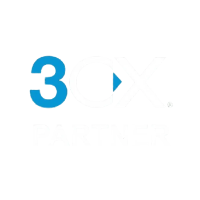 3CX Partner logo with blue and white text on a black background