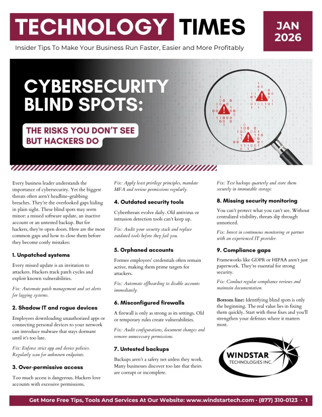 Technology Times magazine cover January 2026 featuring cybersecurity risks and protection tips.