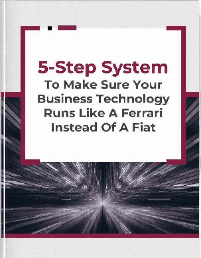Cover page showing a 5-step system to optimize business technology performance like a Ferrari instead of a Fiat.