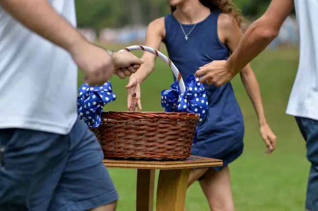 a person holding a basket