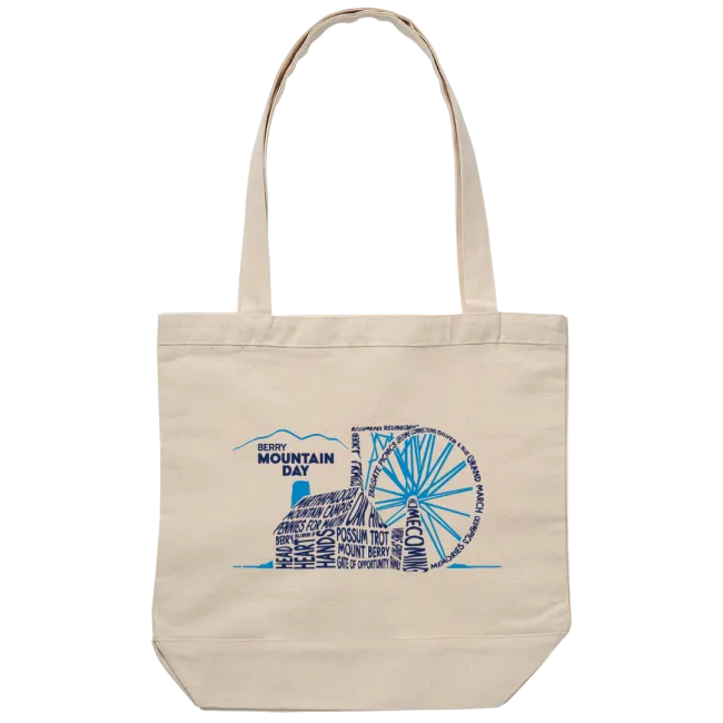 a white bag with a blue design