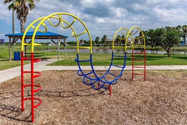 a playground with a slide