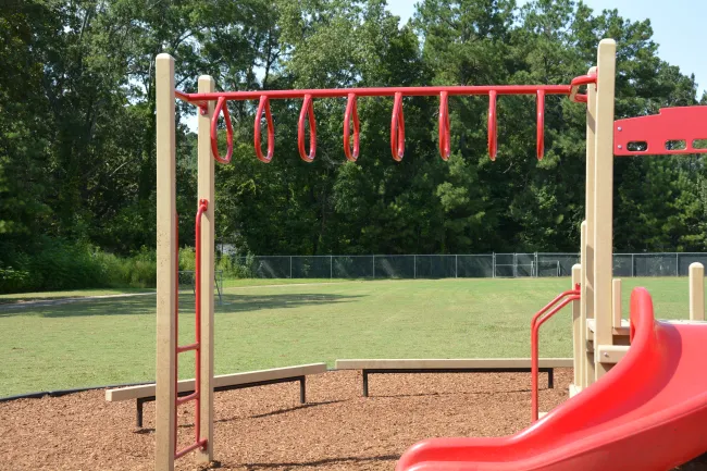 a playground with a slide