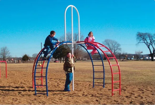 a group of people playing on a playground