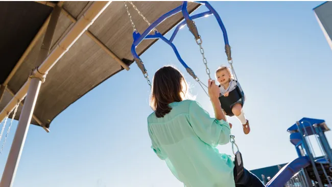 a person on a swing