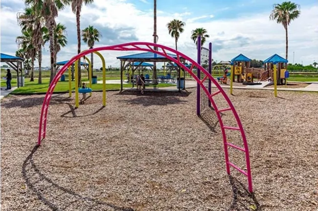 a playground with a slide