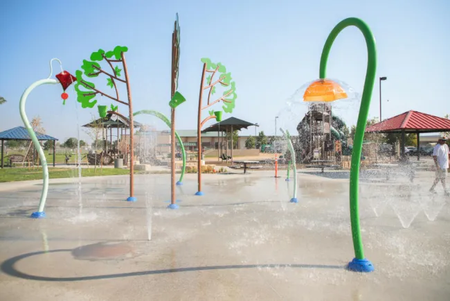 a playground with a slide