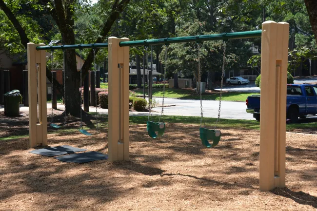 a playground with a slide