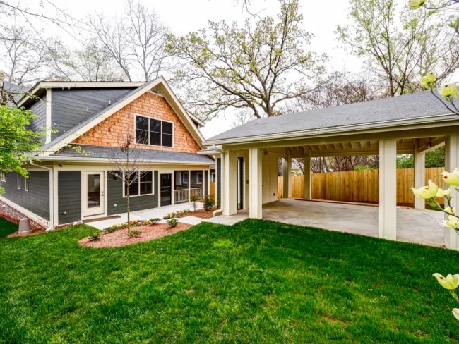 a house with a large front yard