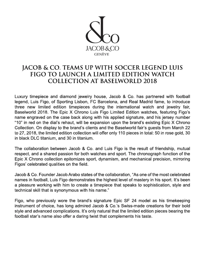 Luis Figo Watch Partnership with Jacob Co. Jacob Co