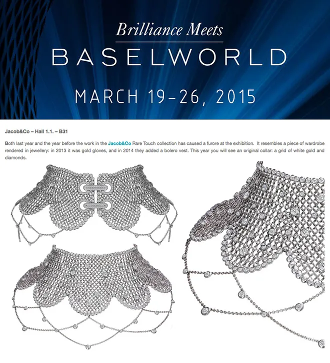 Diamond Mesh Choker Baselworld 2014 Jacob Co Jacob Co