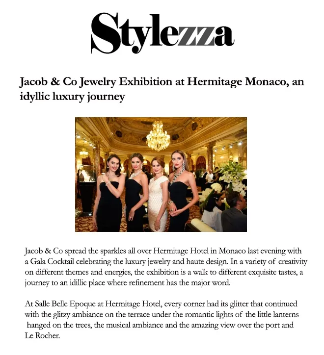 JACOB & CO. ANNUAL TIMEPIECE AND JEWELRY EXHIBITION IN MONTE CARLO