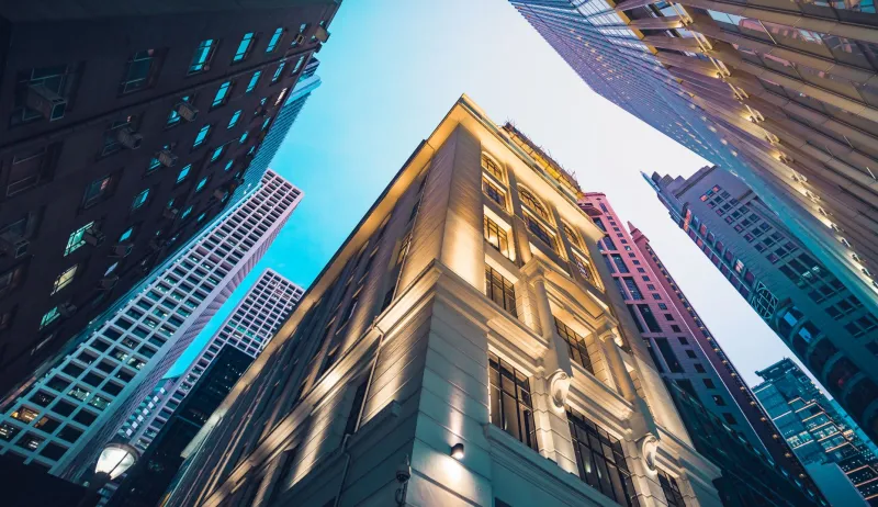 a tall building in a city
