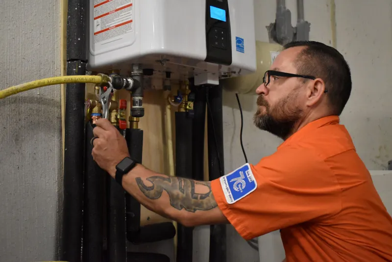 Navien Tankless Water heater installation in a house in Newnan, GA